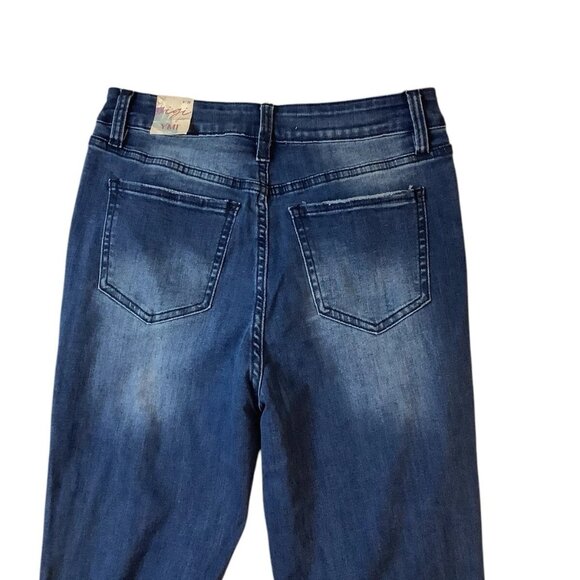 NWT YMI Jeans Gigi High Rise Fit To Twisted Flare Frayed Blue Womens Size 9/29 - Picture 5 of 10